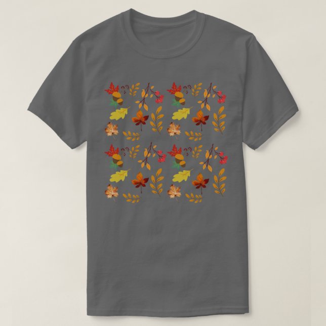 Fall Autumn Leaves Pattern T-Shirt (Design Front)