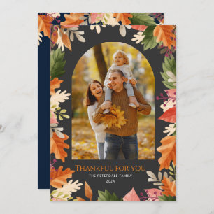 Fall autumn leaves photo thanksgiving holiday card