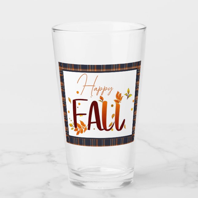 Fall/autumn/leaves/plaid Glass (Front)