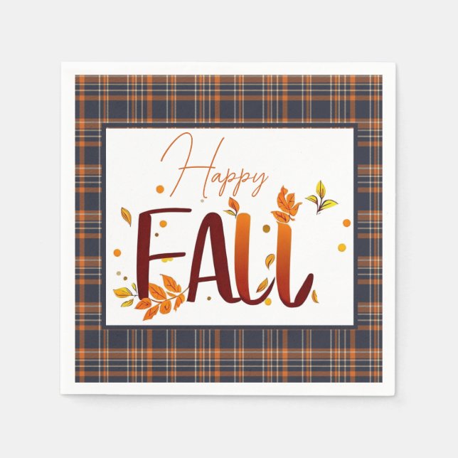 Fall/autumn/leaves/plaid Napkin (Front)