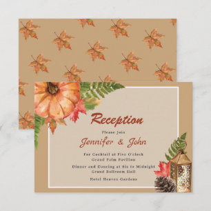 Fall Autumn Leaves Pumpkin Wedding Reception Enclosure Card