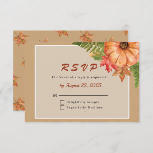 Fall Autumn Leaves Pumpkin Wedding RSVP Enclosure Card