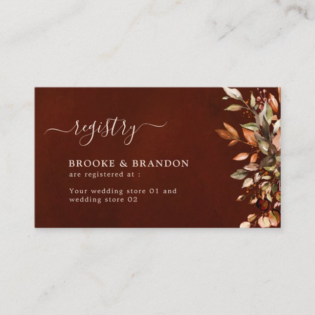 Fall Autumn Leaves Rustic Country Boho Wedding Enc Enclosure Card (Front)