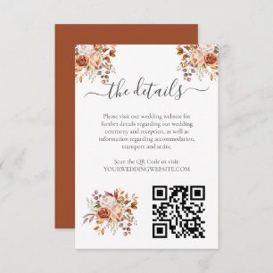 Fall Autumn Leaves Rustic Country Boho Wedding Enclosure Card