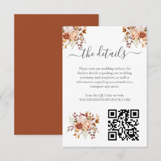 Fall Autumn Leaves Rustic Country Boho Wedding Enclosure Card