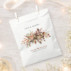 Fall Autumn Leaves Rustic Country Boho Wedding Favour Bags