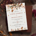 Fall Autumn Leaves Rustic Country Boho Wedding  In Invitation<br><div class="desc">Elegant rustic country fall wedding Invitation featuring brown,  red,  orange,  green eucalyptus leaves. Please contact me for any help in customisation or if you need any other product with this design.</div>