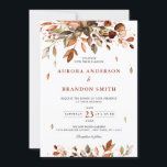 Fall Autumn Leaves Rustic Country Boho Wedding  In Invitation<br><div class="desc">Elegant rustic country fall wedding Invitation featuring brown,  red,  orange,  green eucalyptus leaves. Please contact me for any help in customisation or if you need any other product with this design.</div>