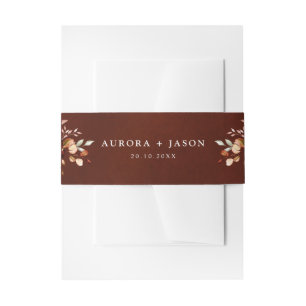 Fall Autumn Leaves Rustic Country Boho Wedding Invitation Belly Band