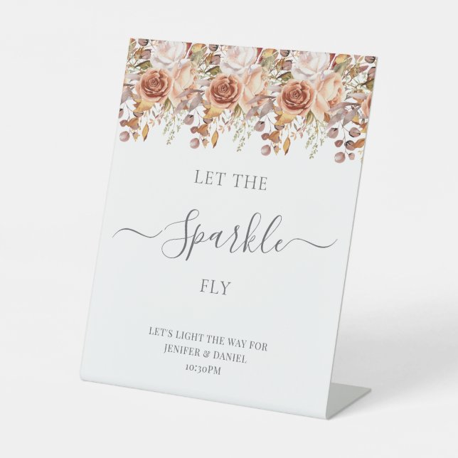 Fall Autumn Leaves Rustic Country Boho Wedding Pedestal Sign (Front)