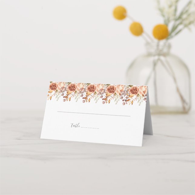 Fall Autumn Leaves Rustic Country Boho Wedding Place Card (Front)