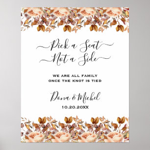 Fall Autumn Leaves Rustic Country Boho Wedding Poster