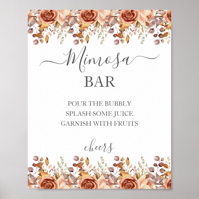 Fall Autumn Leaves Rustic Country Boho Wedding Poster (Front)