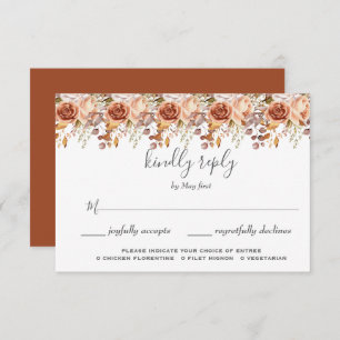Fall Autumn Leaves Rustic Country Boho Wedding RSVP Card