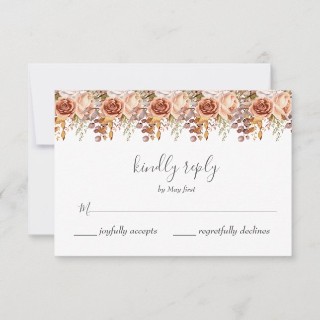 Fall Autumn Leaves Rustic Country Boho Wedding RSVP Card (Front)