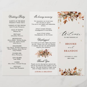 Fall Autumn Leaves Rustic Country Wedding Program