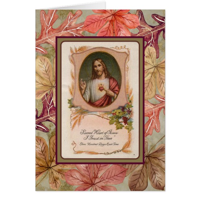 Fall Autumn Leaves Sacred Heart of Jesus (Front)