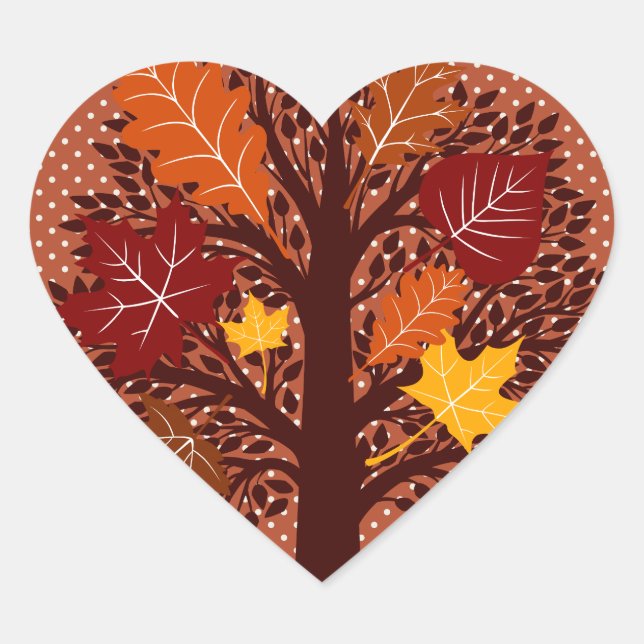 Fall Autumn Leaves Tree November Harvest Heart Sticker (Front)