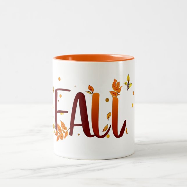 Fall/Autumn/Leaves  Two-Tone Coffee Mug (Center)