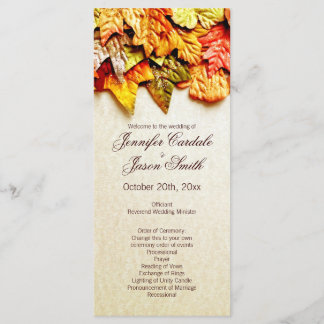 Fall Autumn Leaves Vertical Wedding Programs Programme