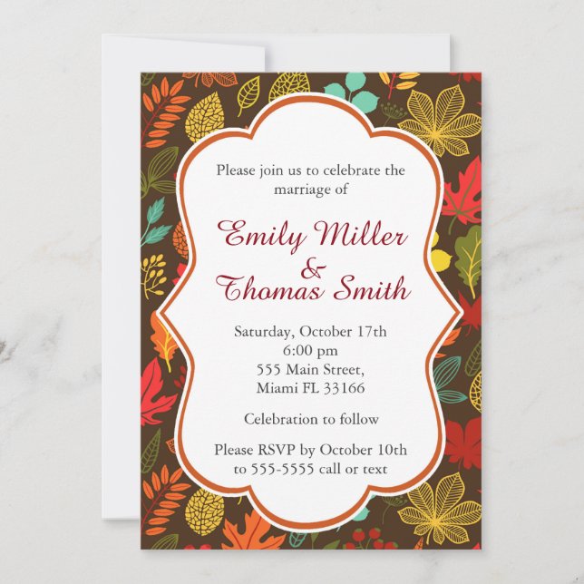 Fall Autumn Leaves Wedding Party Invitation (Front)
