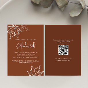 Fall Autumn Leaves Wedding QR Code RSVP Card