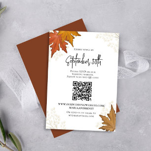 Fall Autumn Leaves Wedding RSVP QR Code Card