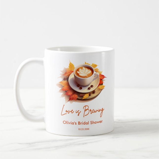 Fall Autumn Love is Brewing Coffee Bridal Shower  Coffee Mug (Left)