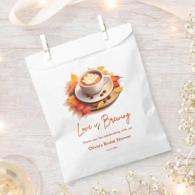 Fall Autumn Love is Brewing Coffee Bridal Shower  Favour Bags (Clipped)