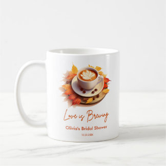 Fall Autumn Love is Brewing Coffee Bridal Shower Mug
