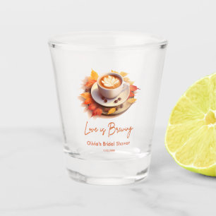 Fall Autumn Love is Brewing Coffee Bridal Shower  Shot Glass