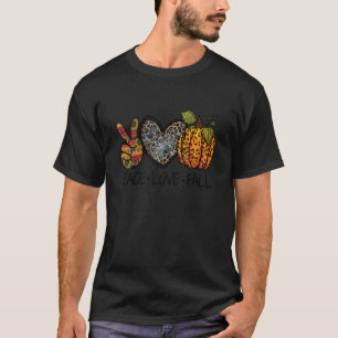 Fall Autumn Lover Peace Sign Love October Pumpkin  T-Shirt
