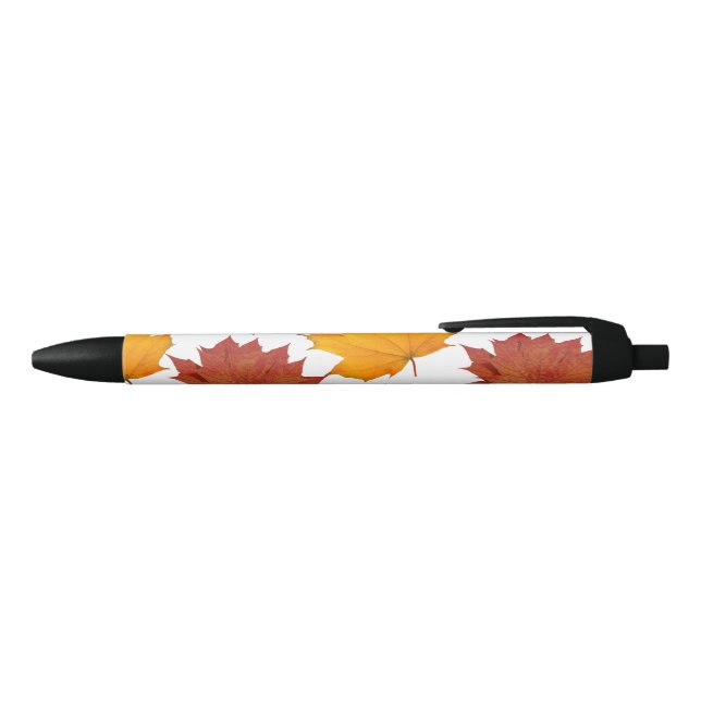 Fall Autumn maple leaves Black Ink Pen (Top)