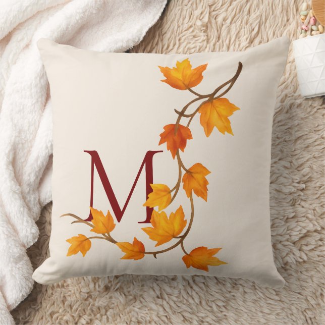 Fall Autumn Maple Leaves Branch Cushion (Blanket)