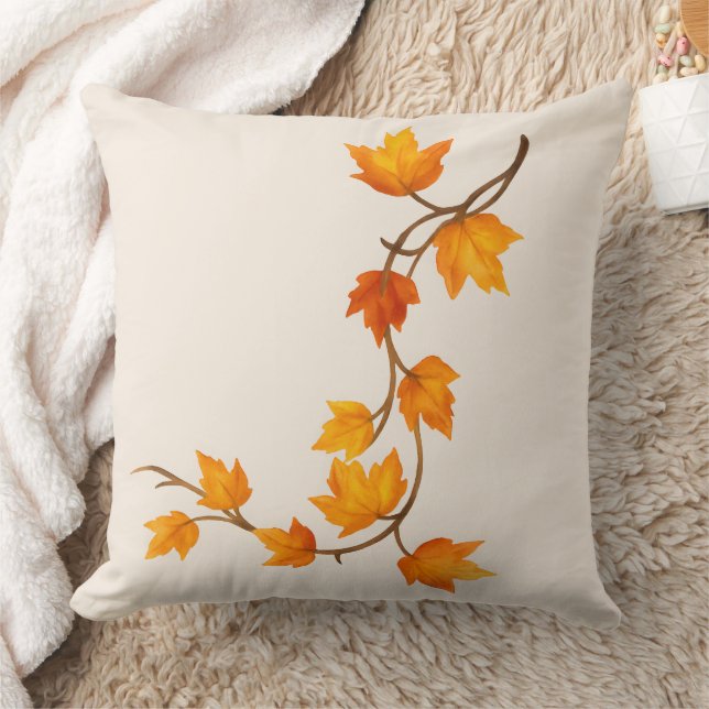 Fall Autumn Maple Leaves Branch Cushion (Blanket)