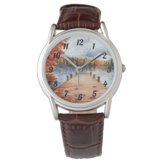 Fall Autumn Nature Lake Trees Landscape Men's  Watch