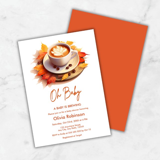 Fall Autumn Oh Baby A Baby is Brewing Baby Shower Invitation (Fall Autumn Oh Baby A Baby is Brewing Baby Shower Invitation )