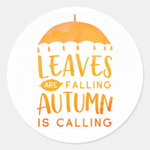 Fall Autumn Orange Leaves Classic Round Sticker