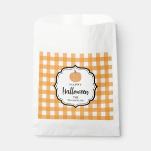 Fall Autumn Orange Plaid Halloween Pumpkin  Favour Bags