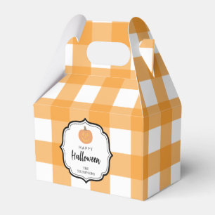 Fall Autumn Orange Plaid Halloween Pumpkin Favour Box