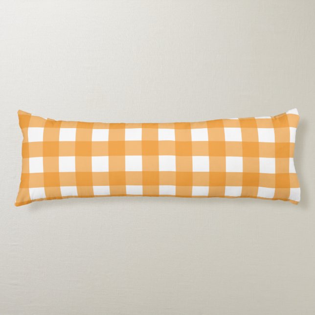 Fall Autumn Orange Plaid Pattern  Body Cushion (Front)