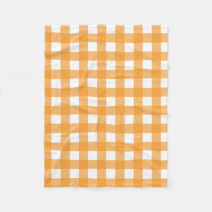 Fall Autumn Orange Plaid Pattern Fleece Blanket