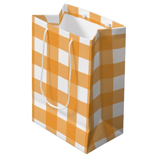 Fall Autumn Orange Plaid Pattern  Medium Gift Bag (Front Angled)