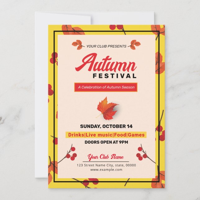 Fall / Autumn Party Flyer Invitation (Front)