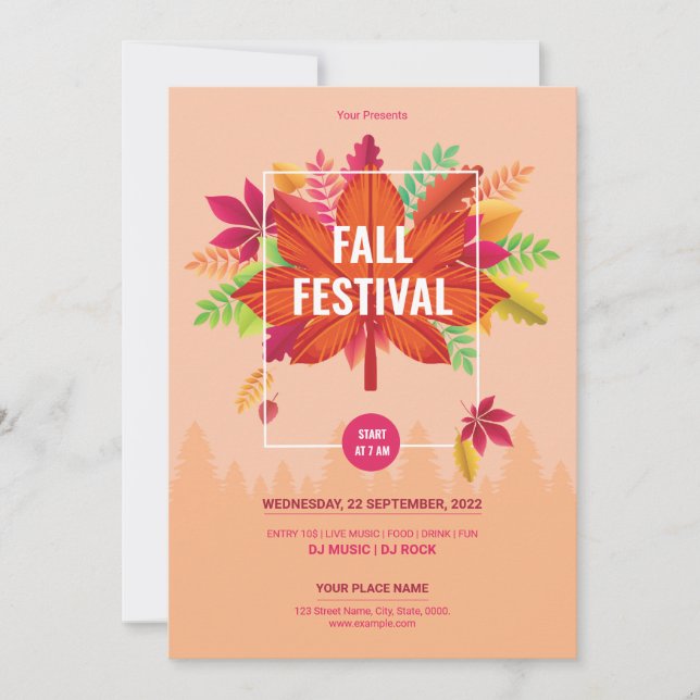 Fall / Autumn Party Flyer Template (Front)