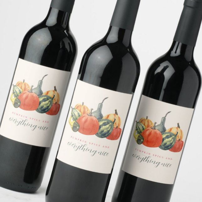 Fall Autumn Party Orange Colourful Pumpkins  Wine Label (Creator Uploaded)