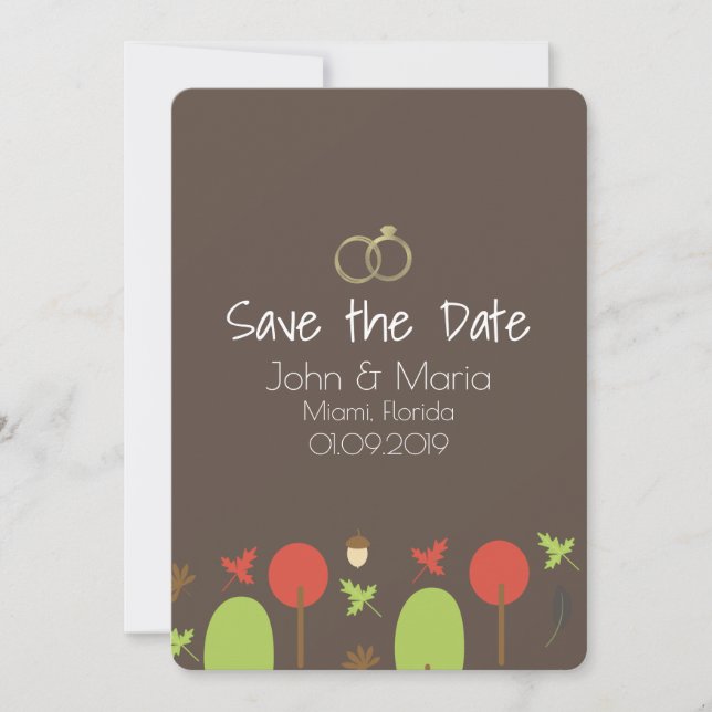 Fall Autumn Pattern Save the Date Invitation (Front)