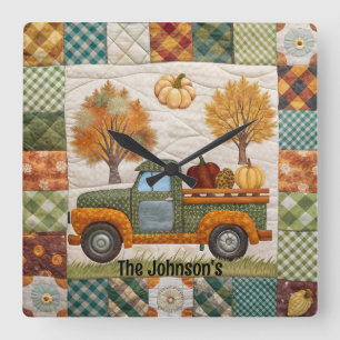 Fall Autumn Pickup Truck Wall Clock