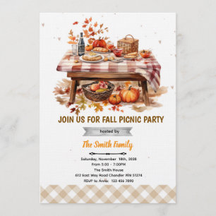 Fall autumn picnic party invitation