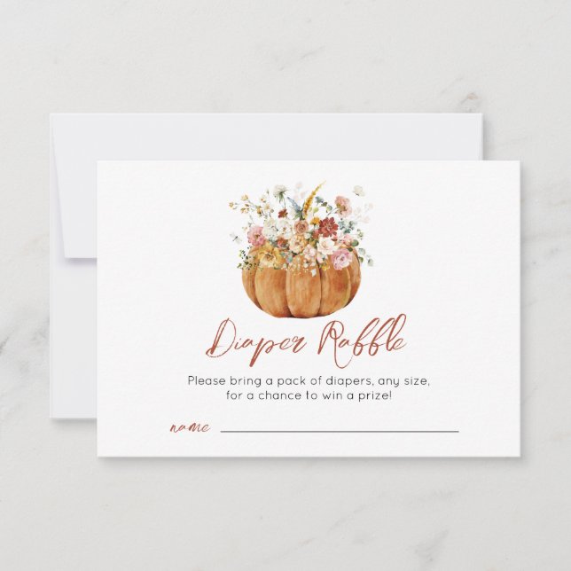 Fall Autumn Pumpkin Baby Shower Raffle Card (Front)